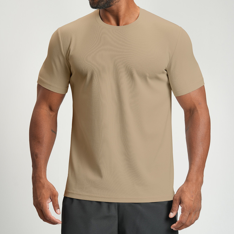 Cross-Border Spring and Summer Men's Sports and Leisure Skin-Friendly Breathable Quick-Drying Round-Neck T-Shirt Yoga Fitness Home Short-Sleeved 4159
