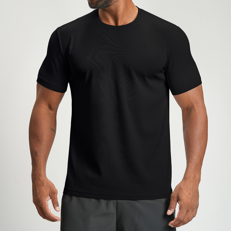 Cross-Border Spring and Summer Men's Sports and Leisure Skin-Friendly Breathable Quick-Drying Round-Neck T-Shirt Yoga Fitness Home Short-Sleeved 4159
