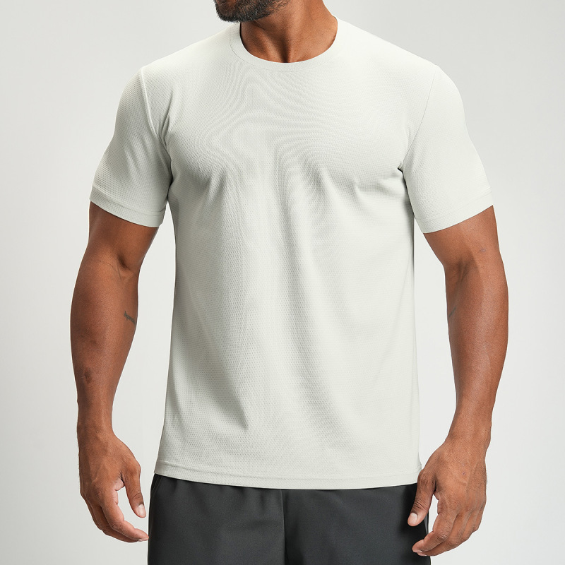 Cross-Border Spring and Summer Men's Sports and Leisure Skin-Friendly Breathable Quick-Drying Round-Neck T-Shirt Yoga Fitness Home Short-Sleeved 4159