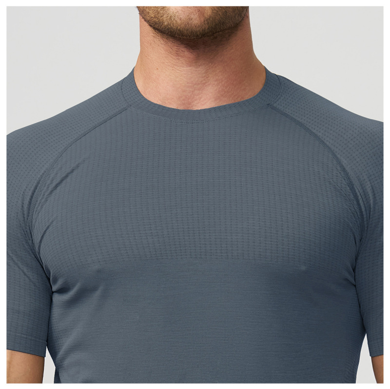 Cross-Border Men's Seamless Sports Fitness Quick-Drying Breathable Short-Sleeved Yoga Running Muscle Slim T-Shirt 7752