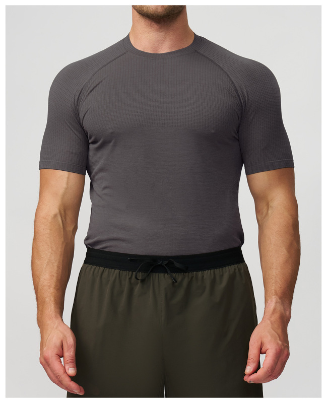 Cross-Border Men's Seamless Sports Fitness Quick-Drying Breathable Short-Sleeved Yoga Running Muscle Slim T-Shirt 7752