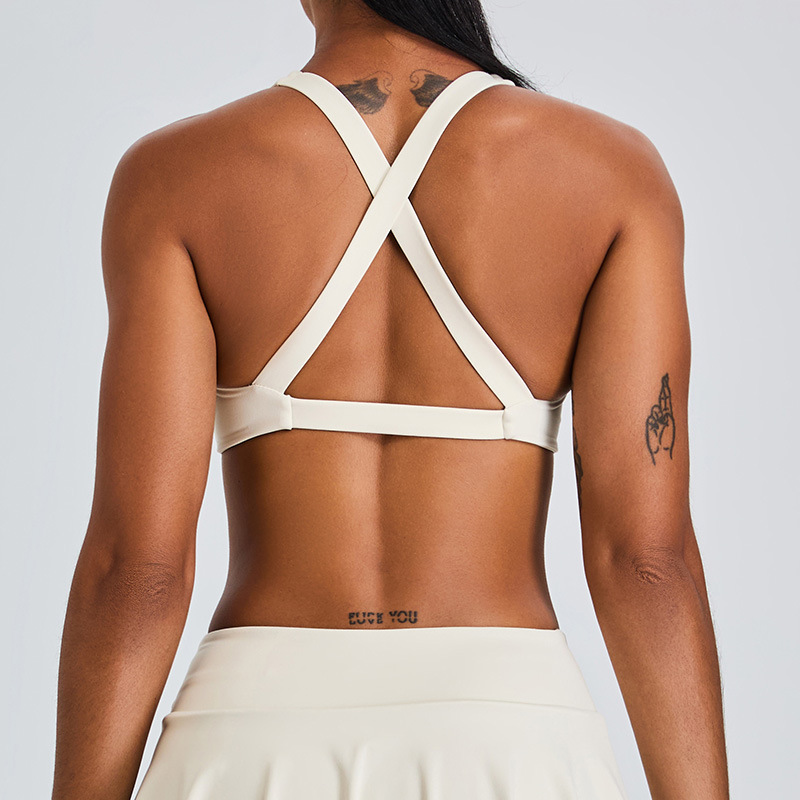 New cross-border style women's sexy cross-back sports bra with padded bra top for outerwear and fitness wear