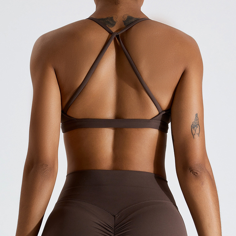 Cross-border nude back yoga bra women's V-neck push-up sports bra tight-fitting outerwear running fitness vest