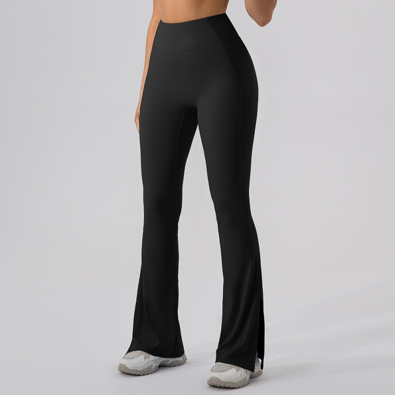 High-waisted, slightly flared, outerwear sports pants for dance, bare-skin feel, hip-lifting yoga, flared pants, European and American style tight-fitting running wide-leg pants for women.