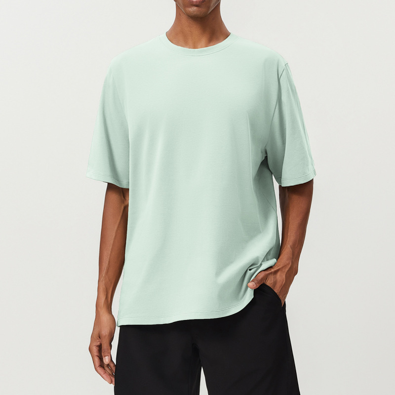 Pure Cotton Breathable Sweat-Absorbent Men's Sports T-Shirt Running Fitness Outdoor Citywalk Sports Casual Short-Sleeved 1003