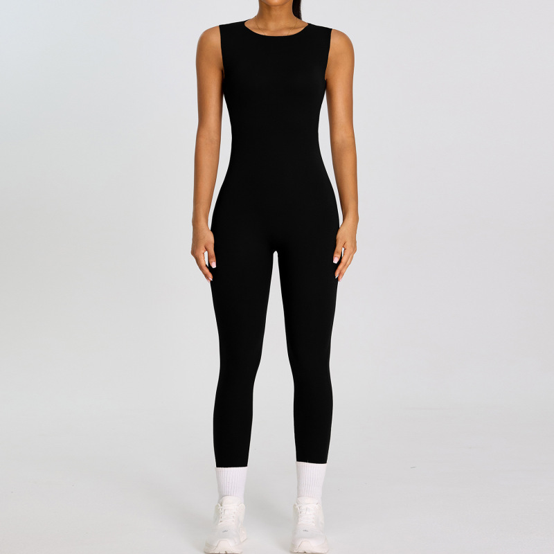 European and American Style High-Intensity Hollow-Out Yoga Jumpsuit with Butt-Lifting Effect, Naked-Feel Dance and Running Sports One-Piece Fitness Outfit for Women