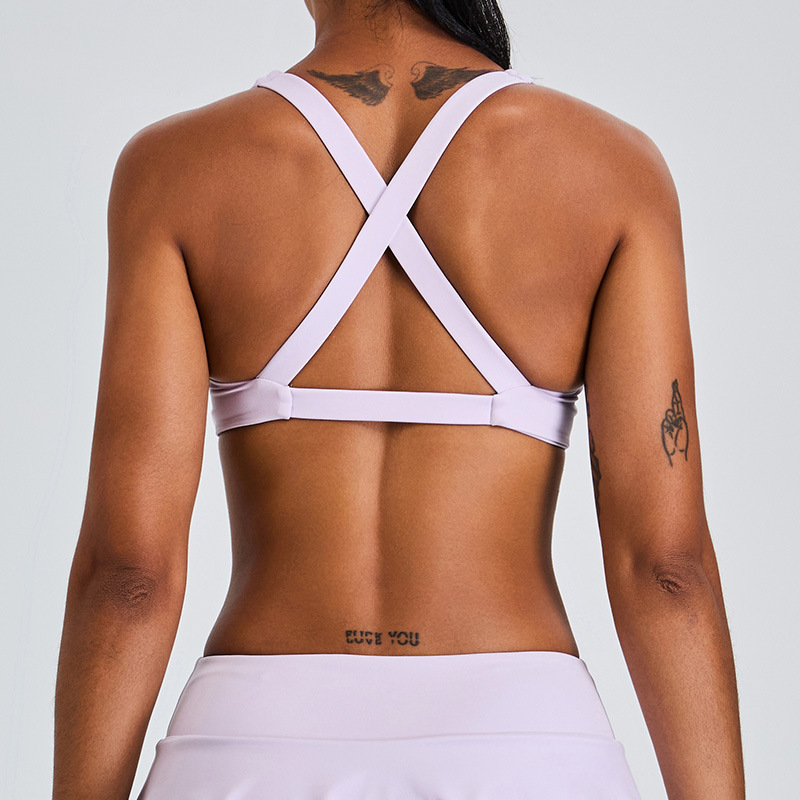 New cross-border style women's sexy cross-back sports bra with padded bra top for outerwear and fitness wear