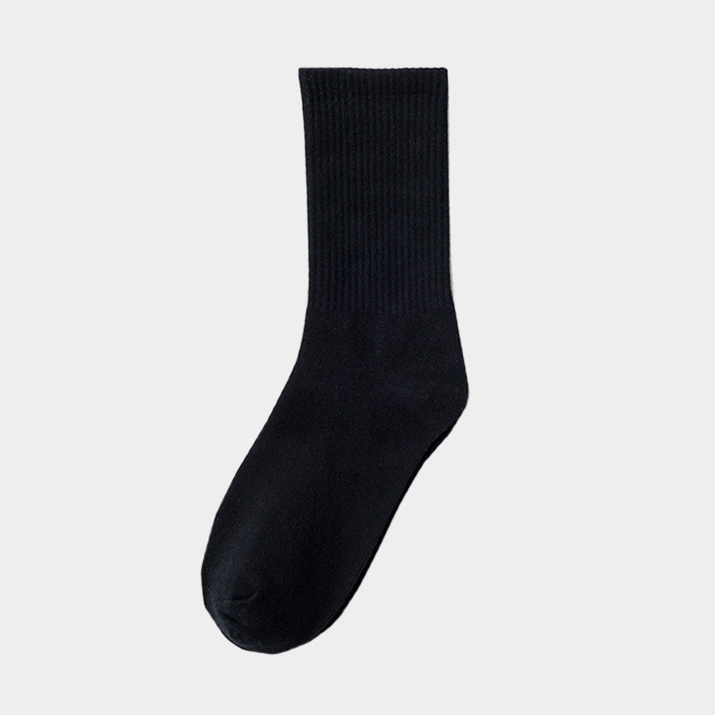 Women's Mid-Calf Socks, Men's Anti-Odor Pure Cotton Socks, Long Socks, Trendy Black and White Spring and Autumn Cotton Socks for Students and Couples