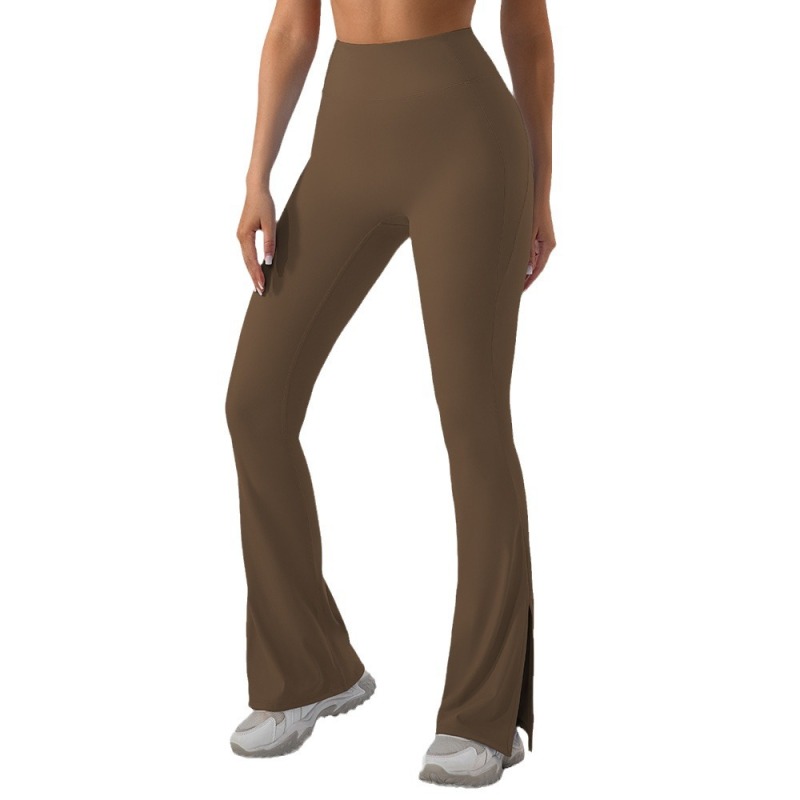 High-waisted, slightly flared, outerwear sports pants for dance, bare-skin feel, hip-lifting yoga, flared pants, European and American style tight-fitting running wide-leg pants for women.