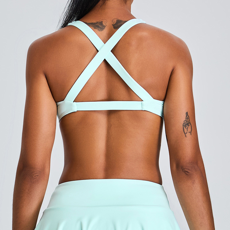 New cross-border style women's sexy cross-back sports bra with padded bra top for outerwear and fitness wear