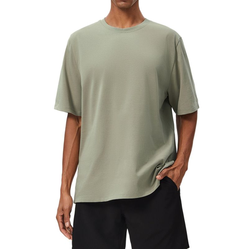 Pure Cotton Breathable Sweat-Absorbent Men's Sports T-Shirt Running Fitness Outdoor Citywalk Sports Casual Short-Sleeved 1003