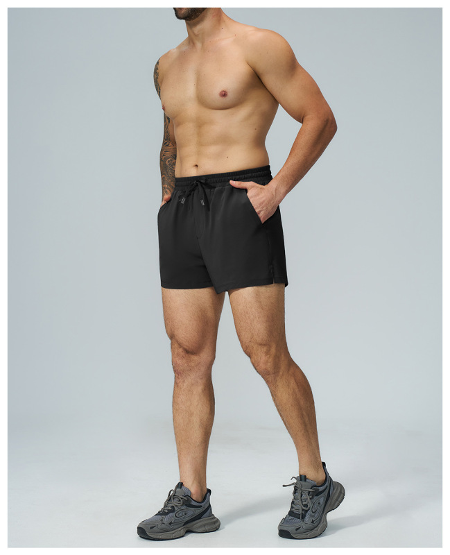 Cross-Border Men's Sports and Leisure Skin-Friendly Breathable Training Running Gym Hiking Double-Layer Shorts 86001N