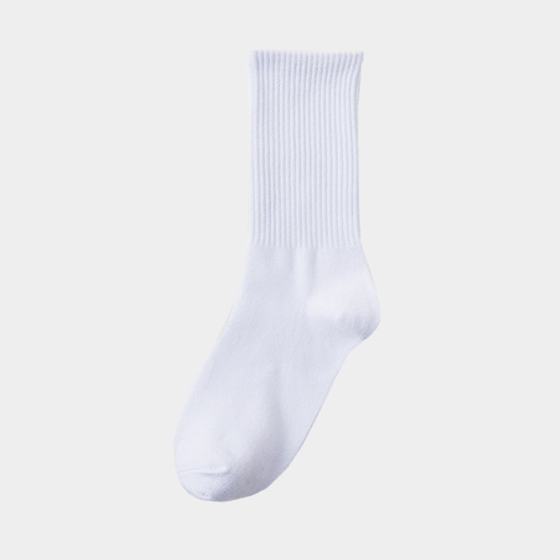 Women's Mid-Calf Socks, Men's Anti-Odor Pure Cotton Socks, Long Socks, Trendy Black and White Spring and Autumn Cotton Socks for Students and Couples