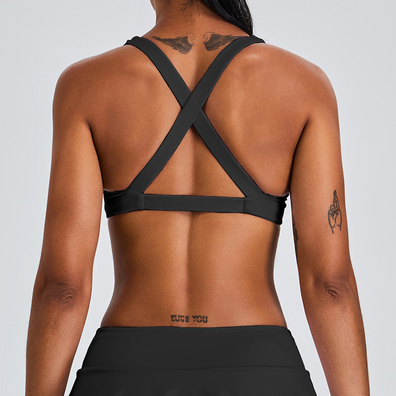 Cross-border New Sports Underwear Women's Sexy Cross Beautiful Back Sports Vest with Chest Pad Outer Wear Fitness Clothes Top