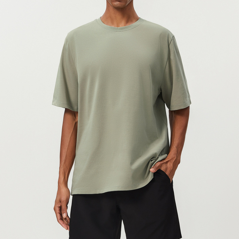 Pure Cotton Breathable Sweat-Absorbent Men's Sports T-Shirt Running Fitness Outdoor Citywalk Sports Casual Short-Sleeved 1003