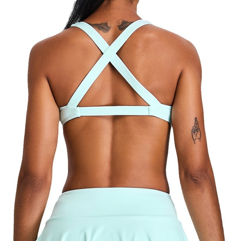 Cross-border New Sports Underwear Women's Sexy Cross Beautiful Back Sports Vest with Chest Pad Outer Wear Fitness Clothes Top