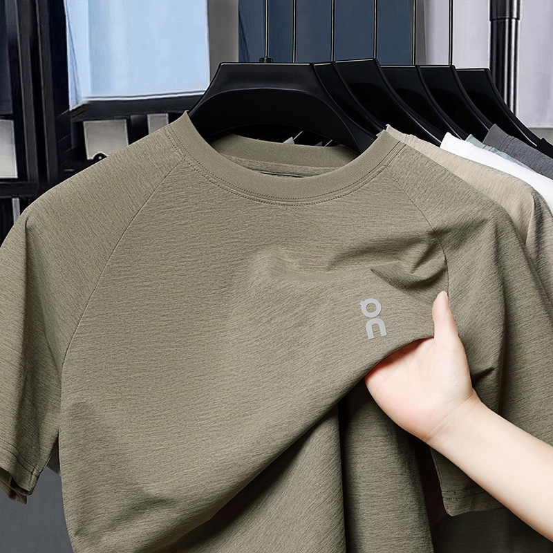 Summer New Cross-border Men's Casual Round Neck Short-sleeved T-shirt Middle-aged Fashion All-match Breathable Top Foreign Trade Hair