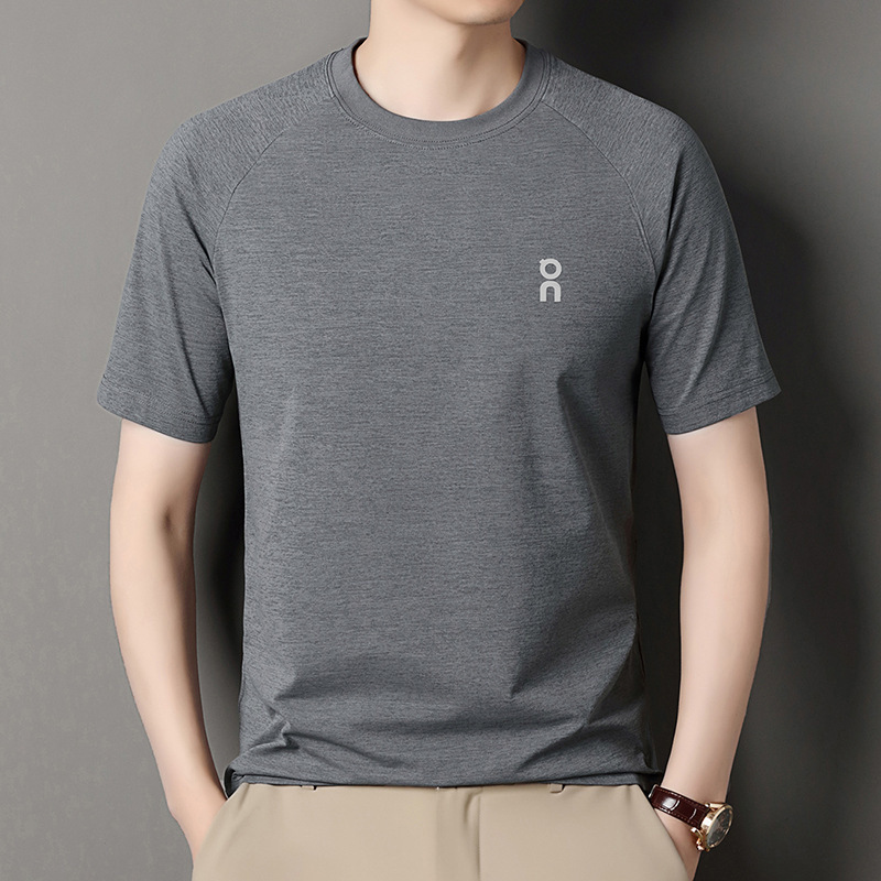 Summer New Cross-border Men's Casual Round Neck Short-sleeved T-shirt Middle-aged Fashion All-match Breathable Top Foreign Trade Hair