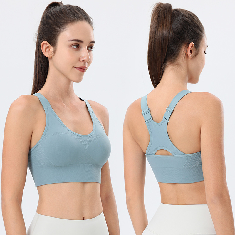 Cross-Border Large Size I-Back Sports Bra Without Rims, Adjustable Shoulder Straps, Shockproof Fitness Yoga Sports Bra for Women