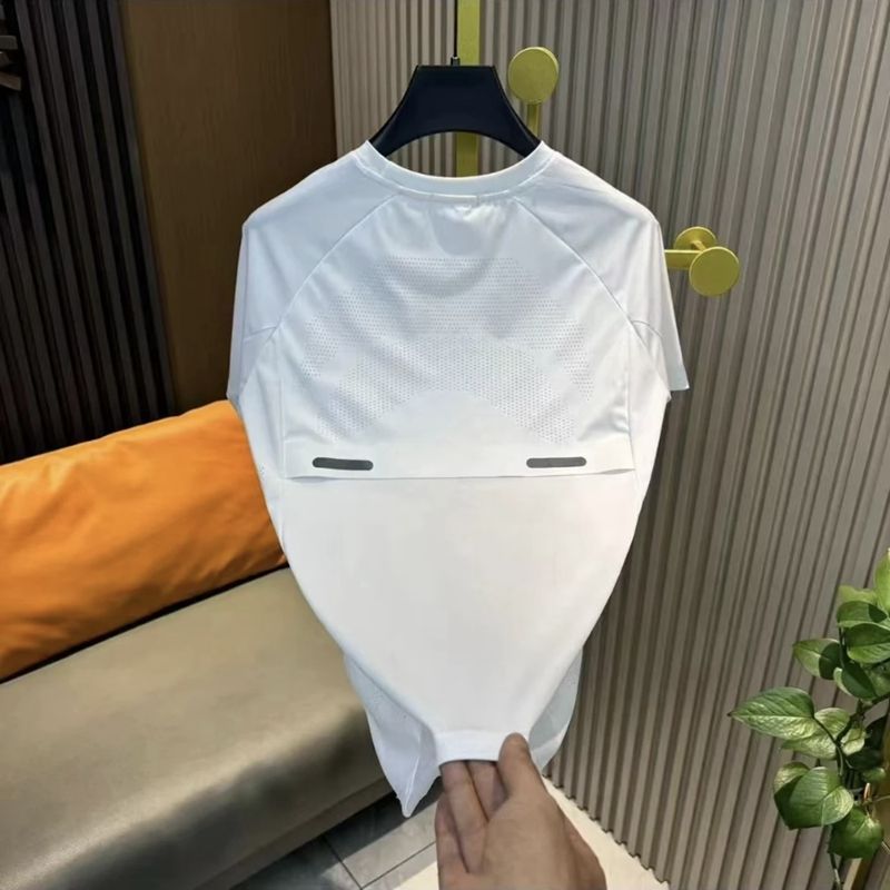 Summer Men's Ice Silk Stretch Short-Sleeve T-Shirt 2026 Hong Kong Style Trendy Brand Round Neck Solid Color Breathable Men's Top