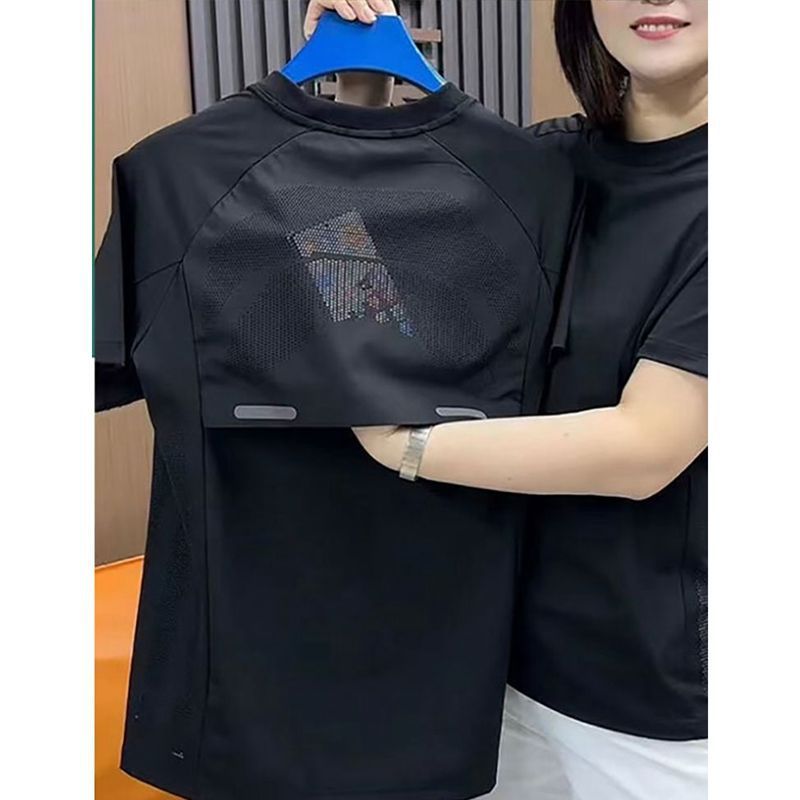 Summer Men's Ice Silk Stretch Short-Sleeve T-Shirt 2026 Hong Kong Style Trendy Brand Round Neck Solid Color Breathable Men's Top