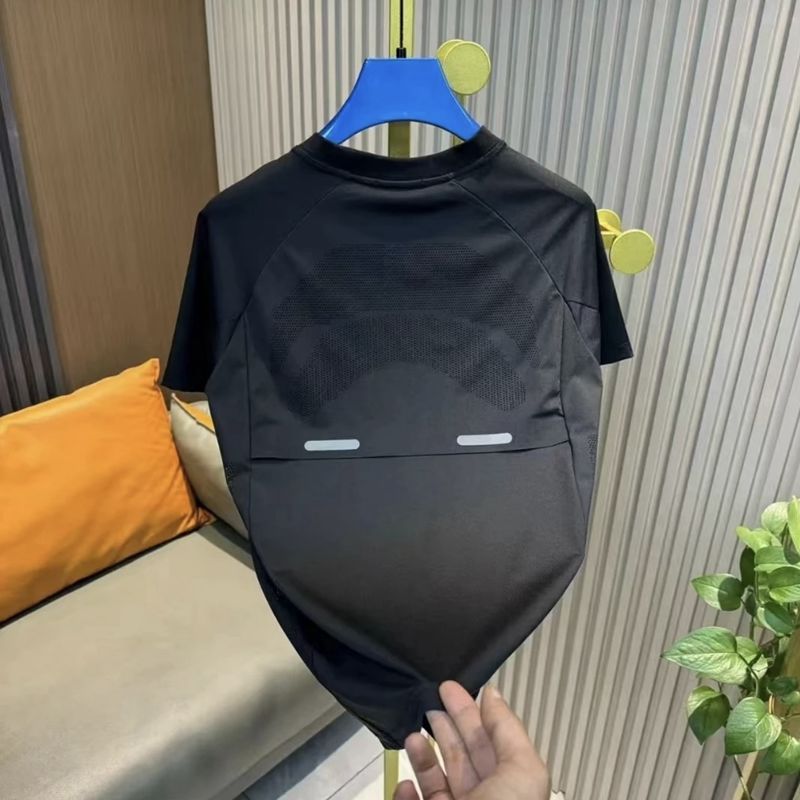 Summer Men's Ice Silk Stretch Short-Sleeve T-Shirt 2026 Hong Kong Style Trendy Brand Round Neck Solid Color Breathable Men's Top