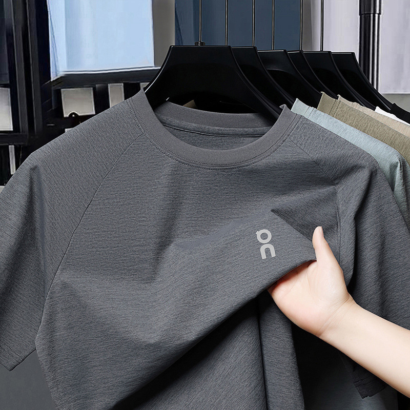 Summer New Cross-border Men's Casual Round Neck Short-sleeved T-shirt Middle-aged Fashion All-match Breathable Top Foreign Trade Hair