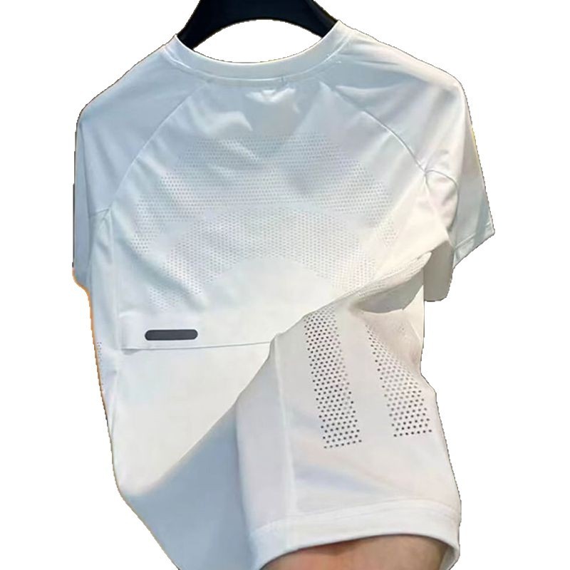 Summer Men's Ice Silk Stretch Short-Sleeve T-Shirt 2026 Hong Kong Style Trendy Brand Round Neck Solid Color Breathable Men's Top
