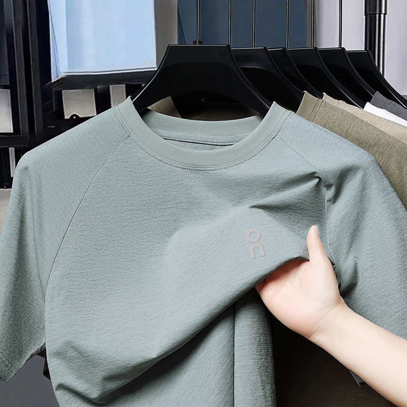 Summer New Cross-border Men's Casual Round Neck Short-sleeved T-shirt Middle-aged Fashion All-match Breathable Top Foreign Trade Hair
