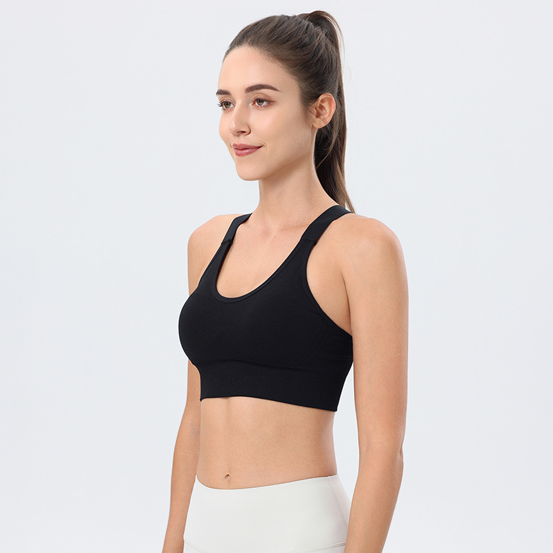 Cross-Border Large Size I-Back Sports Bra Without Rims, Adjustable Shoulder Straps, Shockproof Fitness Yoga Sports Bra for Women