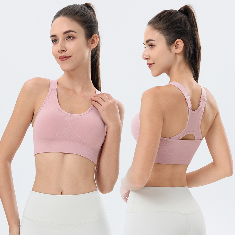 Cross-Border Large Size I-Back Sports Bra Without Rims, Adjustable Shoulder Straps, Shockproof Fitness Yoga Sports Bra for Women