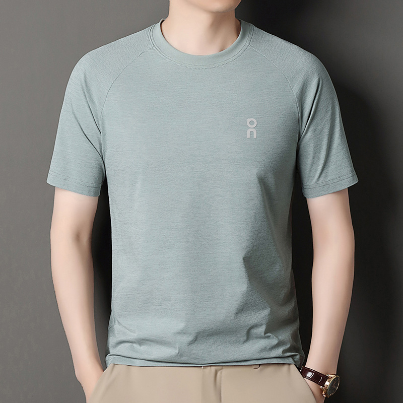 Summer New Cross-border Men's Casual Round Neck Short-sleeved T-shirt Middle-aged Fashion All-match Breathable Top Foreign Trade Hair