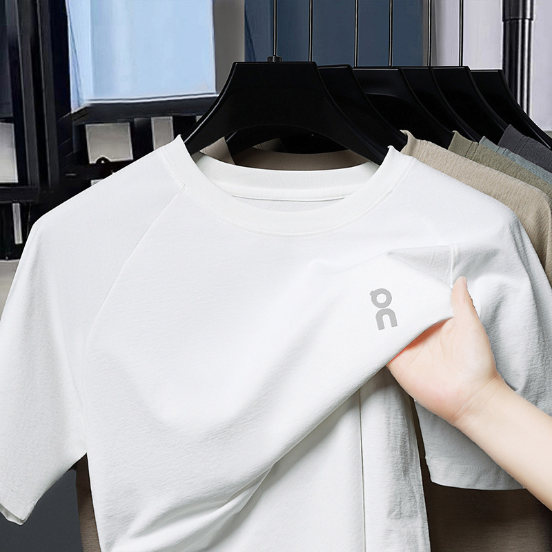 Summer New Cross-border Men's Casual Round Neck Short-sleeved T-shirt Middle-aged Fashion All-match Breathable Top Foreign Trade Hair