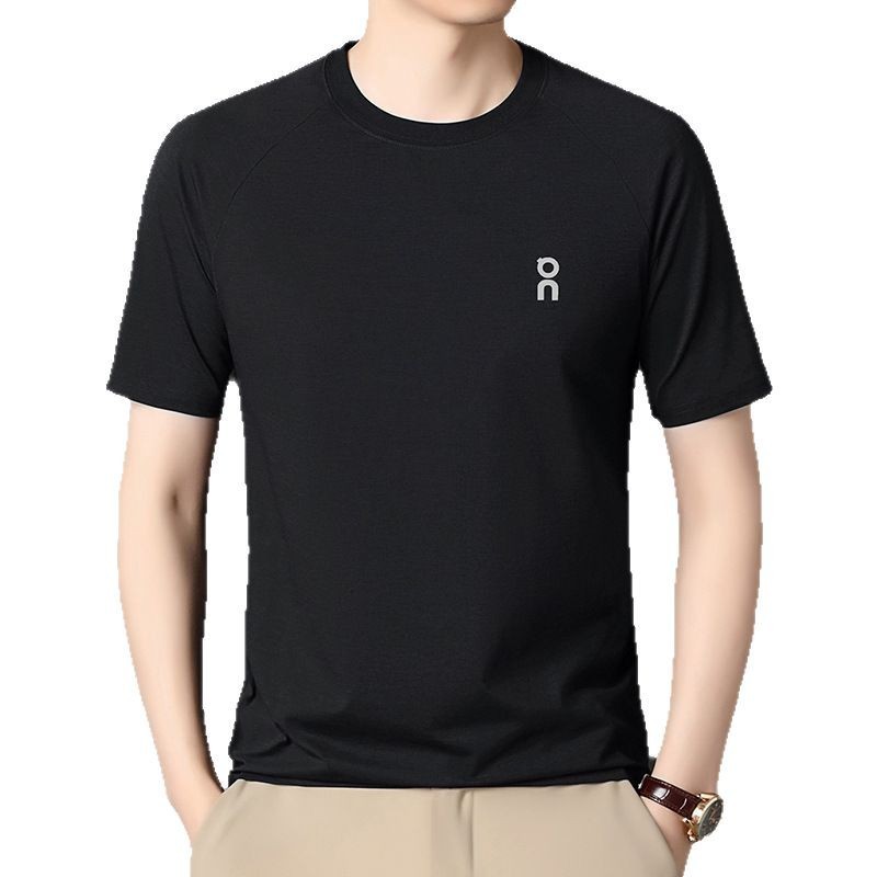Summer New Cross-border Men's Casual Round Neck Short-sleeved T-shirt Middle-aged Fashion All-match Breathable Top Foreign Trade Hair