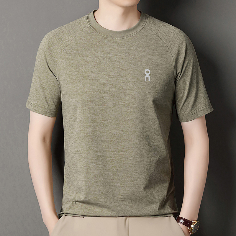 Summer New Cross-border Men's Casual Round Neck Short-sleeved T-shirt Middle-aged Fashion All-match Breathable Top Foreign Trade Hair