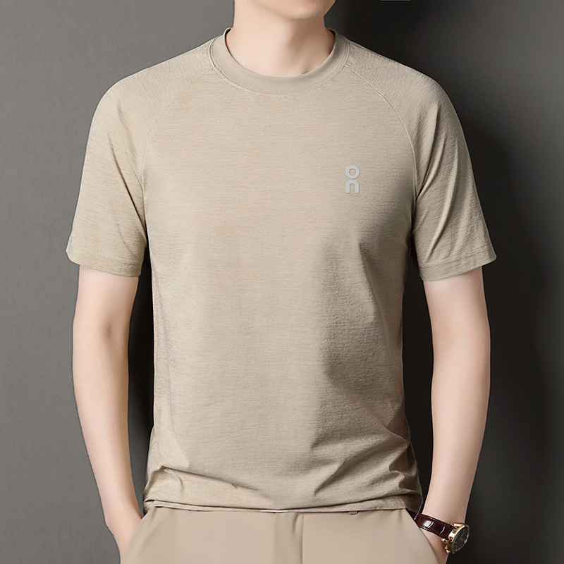 Summer New Cross-border Men's Casual Round Neck Short-sleeved T-shirt Middle-aged Fashion All-match Breathable Top Foreign Trade Hair