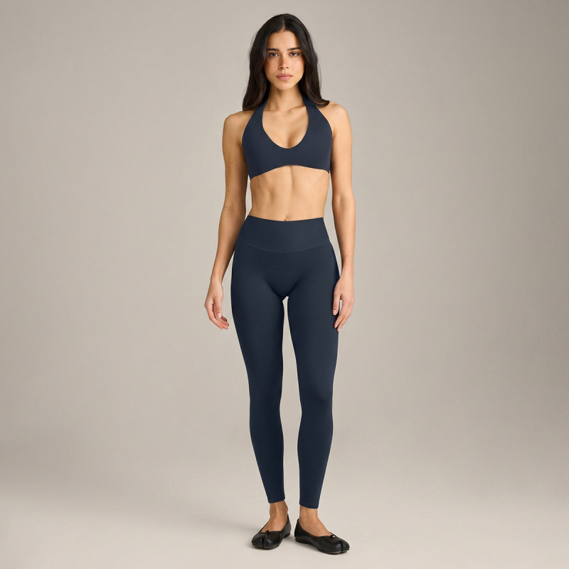 Cross-border sports bra set, fitness backless halter top, quick-drying high-waisted tight-fitting long pants, yoga wear two-piece set