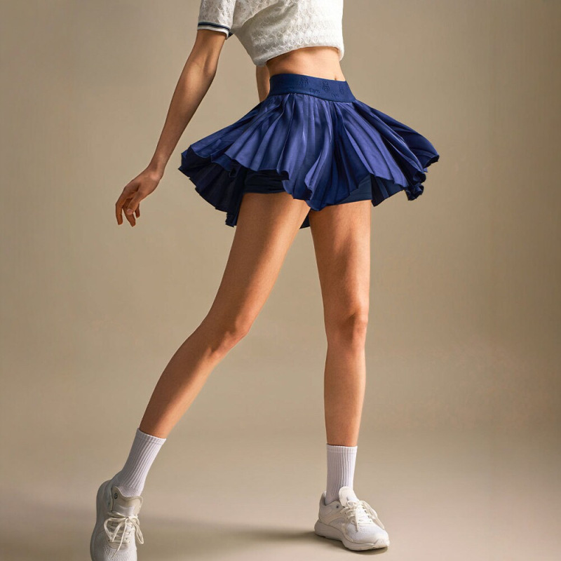 High-Waisted Pleated Tennis Skirt for Summer, Golf Sports Short Skirt, Anti-Exposure Old Money Style Running Skirt 26201