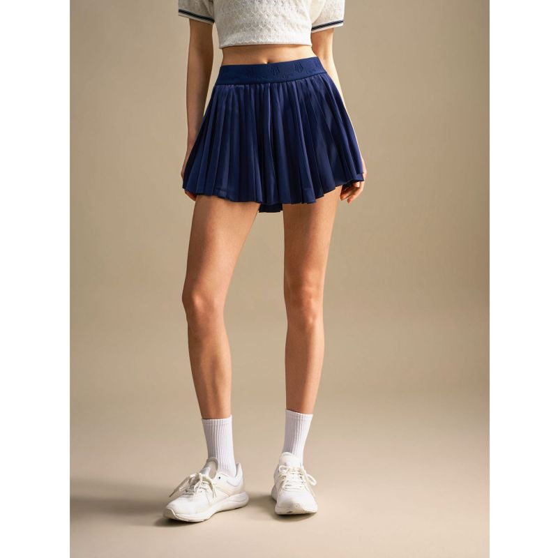 High-Waisted Pleated Tennis Skirt for Summer, Golf Sports Short Skirt, Anti-Exposure Old Money Style Running Skirt 26201