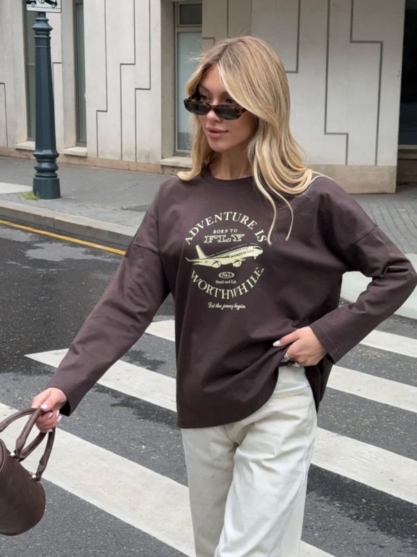 100% Cotton Long-Sleeved T-Shirt Summer New Casual Simple Trendyy Chic Design Loose Work Clothing Top for Women