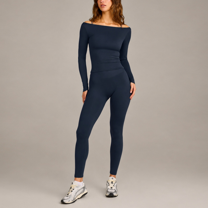 Cross-Border Slim-Fit Long-Sleeve T-Shirt Women's Set Quick-Dry Running Fitness Sports Shorts Yoga Wear Long-Sleeve Top Set