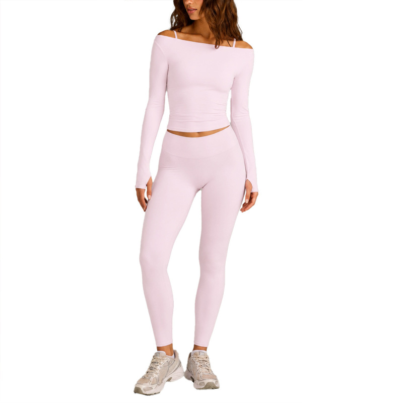 Cross-Border Slim-Fit Long-Sleeve T-Shirt Women's Set Quick-Dry Running Fitness Sports Shorts Yoga Wear Long-Sleeve Top Set