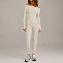 Long sleeve top & pants set - off-white