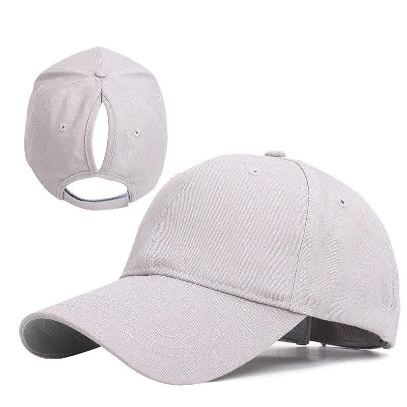 European and American solid color light plate rear opening ponytail baseball cap women's fashion sports cap outdoor sun protection hat