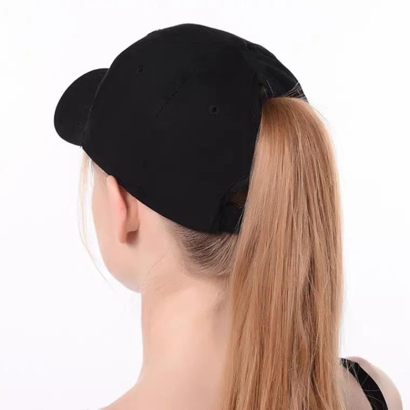 European and American solid color light plate rear opening ponytail baseball cap women's fashion sports cap outdoor sun protection hat