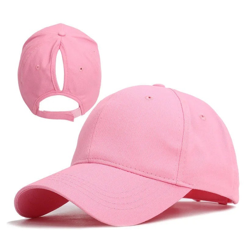 European and American solid color light plate rear opening ponytail baseball cap women's fashion sports cap outdoor sun protection hat