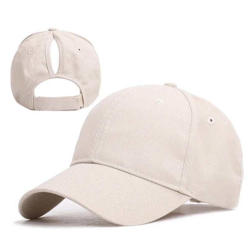 European and American solid color light plate rear opening ponytail baseball cap women's fashion sports cap outdoor sun protection hat