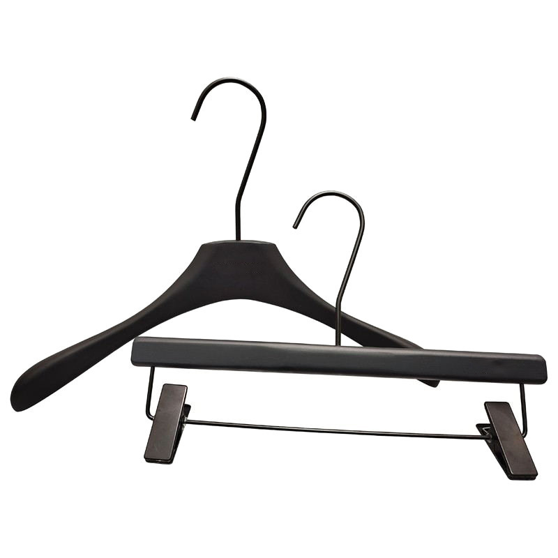 Internet-Famous Clothes Hangers for Clothing Stores, Suitable for Men's and Women's Clothing, Black Wooden Hangers, Non-Slip, Traceless, Solid Wood Trouser Hangers