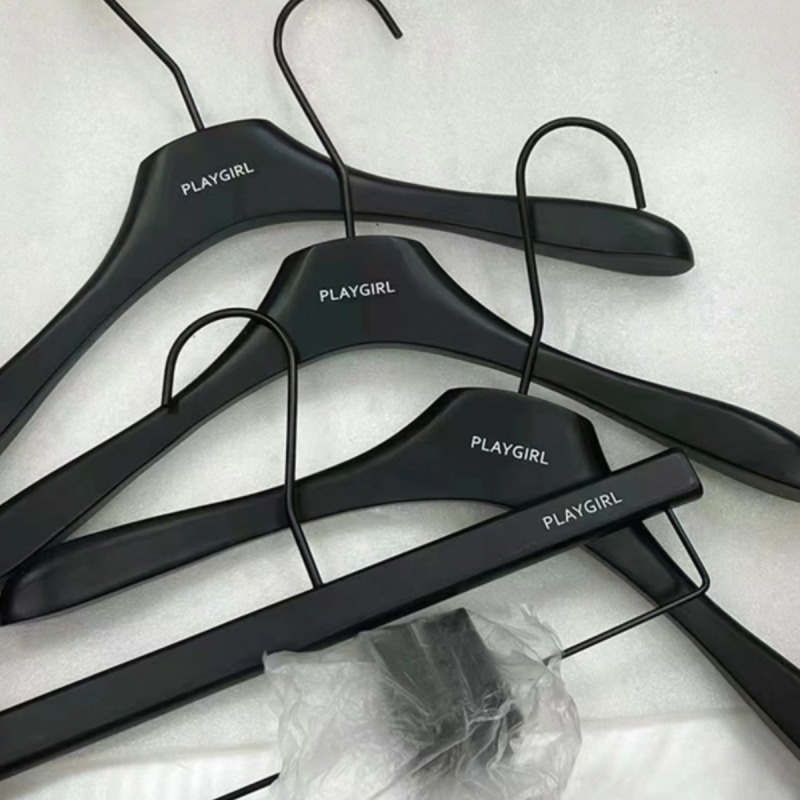 Internet-Famous Clothes Hangers for Clothing Stores, Suitable for Men's and Women's Clothing, Black Wooden Hangers, Non-Slip, Traceless, Solid Wood Trouser Hangers