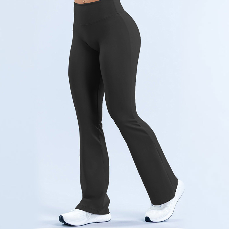 Cross-Border Micro-Flare Yoga Pants with a Naked Feel, High-Waisted Running Straight-Leg Pants, Loose Slimming Casual Sports Flared Pants for Women